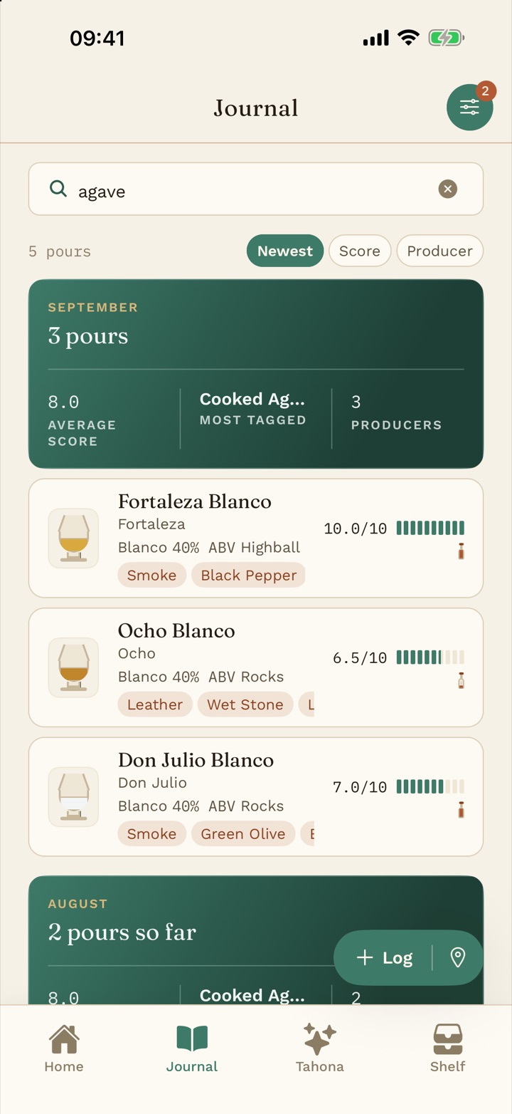 The Agave & Note journal, searched for agave.